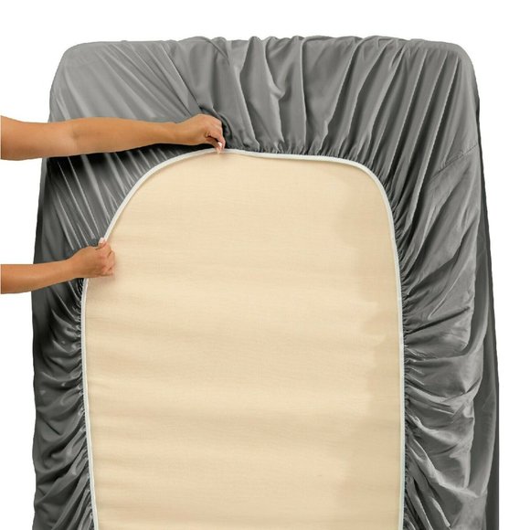 Bed Sheets Set 4 Piece Deep Pocket Full Queen King - Gray - Picture 2 of 3